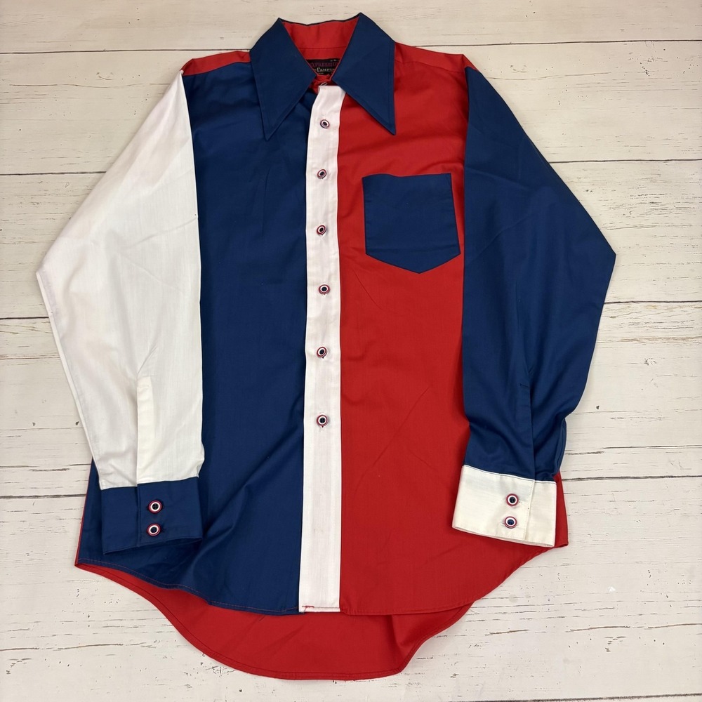 Vintage Expressions By Campus Shirt Mens M Red White Blue Patriotic USA Flag